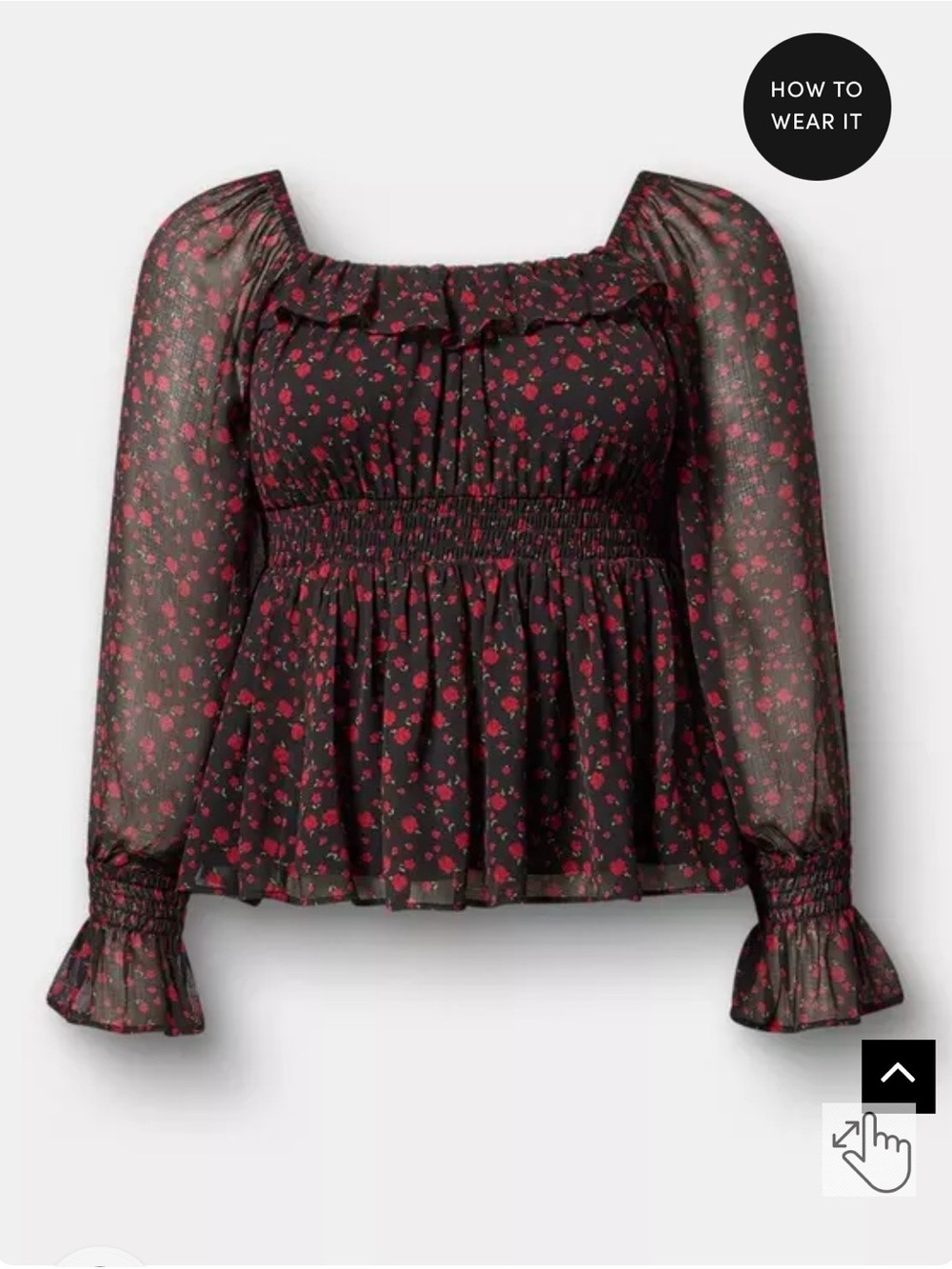 NWT- Torrid Ruffle Smocked Waist Top -Size 1